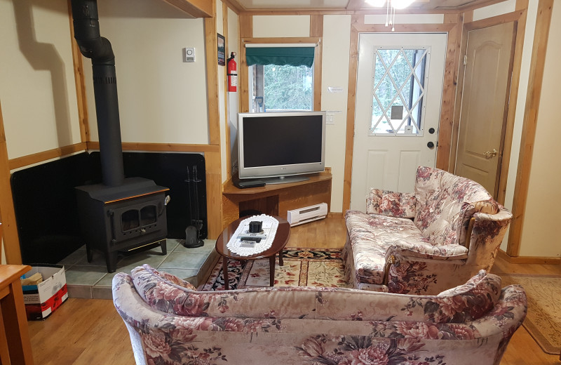 Cabin living room at Expanse Cottages.