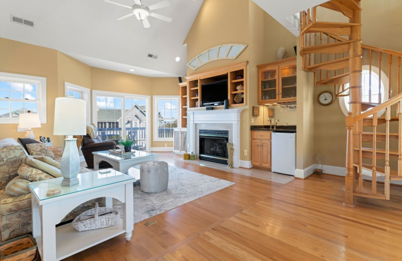 Rental living room at Pirate's Cove Realty.