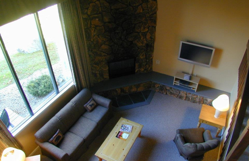 Rental living room at Lake Placid Accommodations.