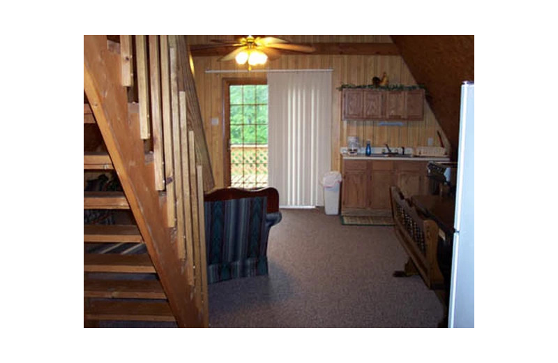 Cabin interior at Hocking Hills Cozy Cabins.