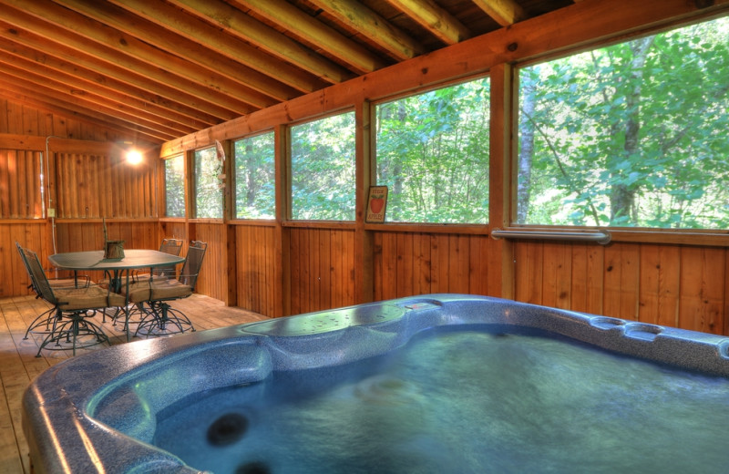 Cabin porch at Oak Haven Resort.