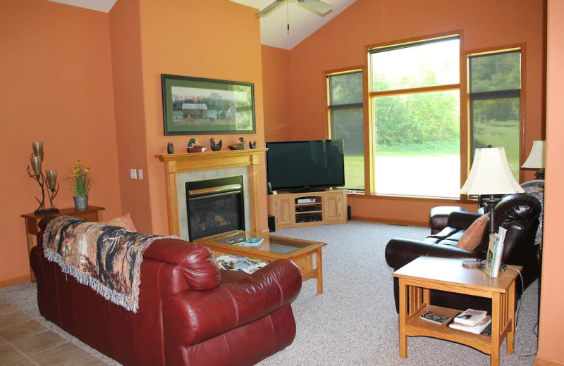 Rental living room at Lonesome Hollow Homestead.