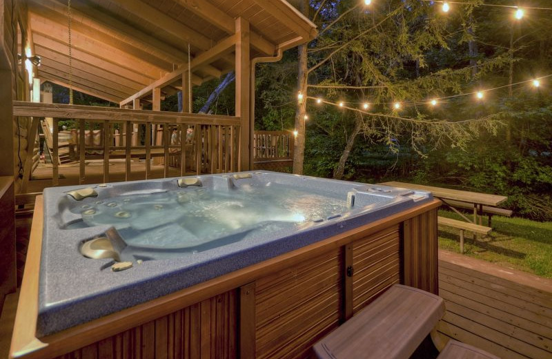 Rental hot tub at Blue Sky Cabin Rentals.