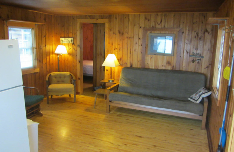 Cabin interior at Belle Shores Resort.