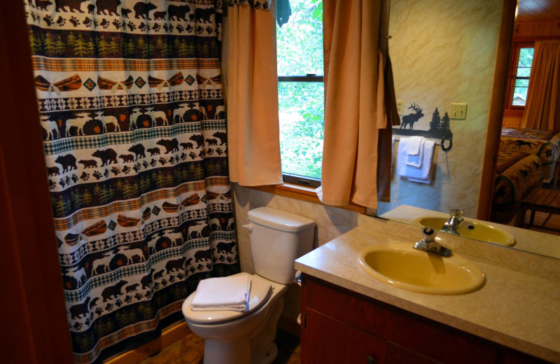 Cabin bathroom at Shoshone Lodge & Guest Ranch.