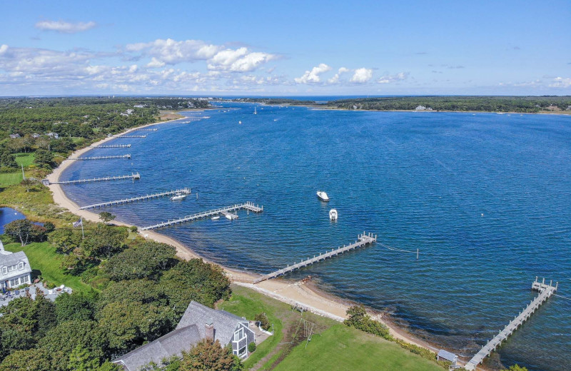 Aerial view of Sandpiper Rentals.