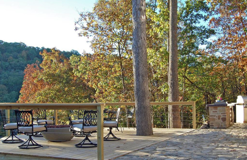 Patio at Beaver Lakefront Cabins.