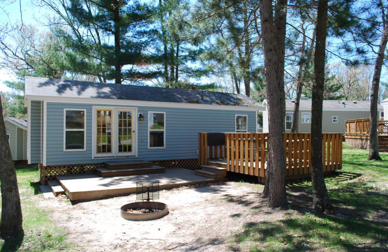 Cabin exterior at Yogi Bear's Jellystone Park Warrens.
