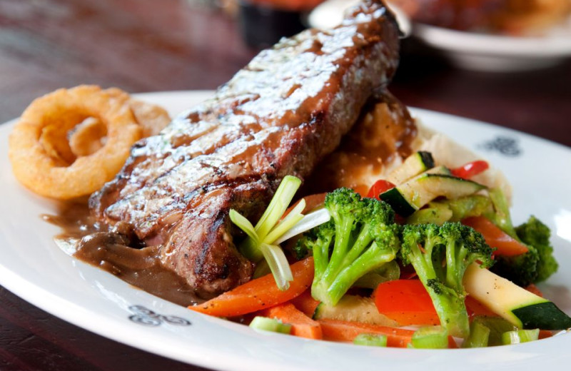 Dinner at Alaska's Big Salmon Lodge.
