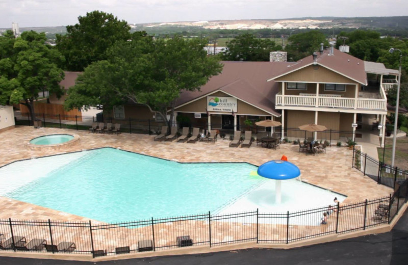 Outdoor pool at Hill Country RV Resort & Cottage Rentals.