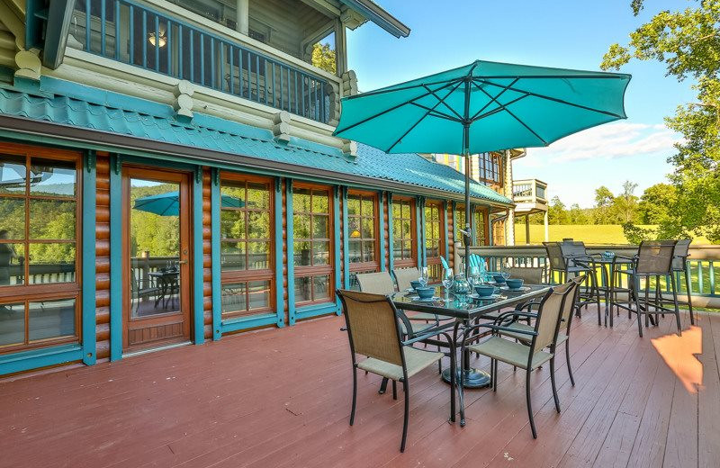 Rental patio at Mountain Oasis Cabin Rentals.