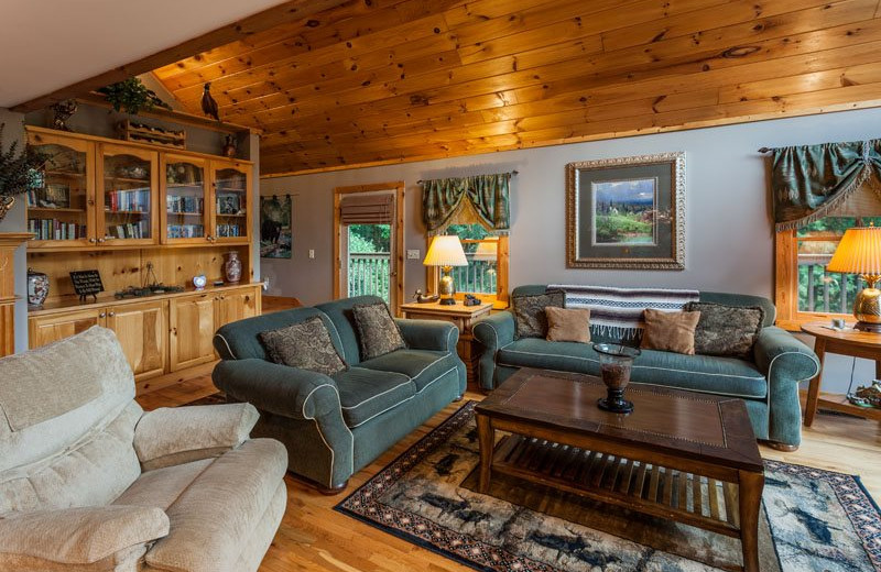 Cabin living room at Mountain Oasis Cabin Rentals.