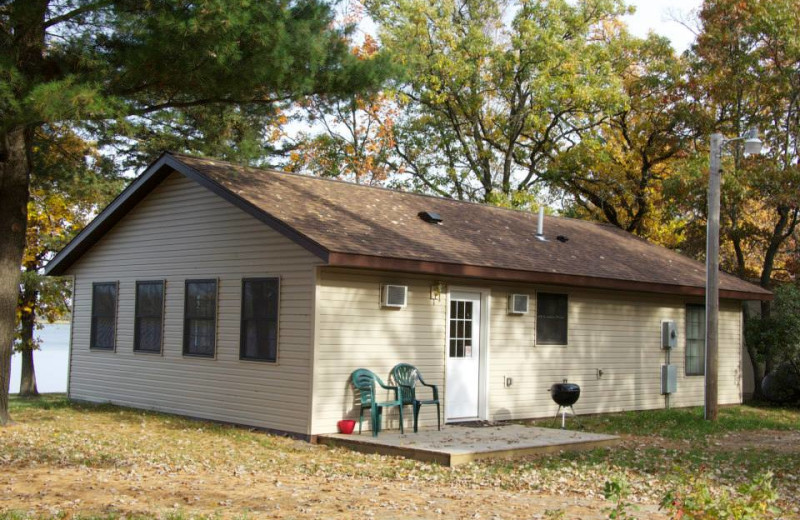 Cabin exterior at Sunset Cove Resort.