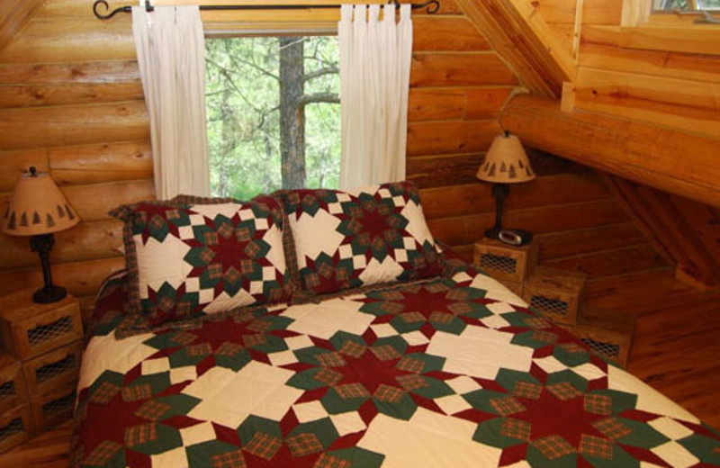 Cabin bedroom at Newton Fork Ranch.