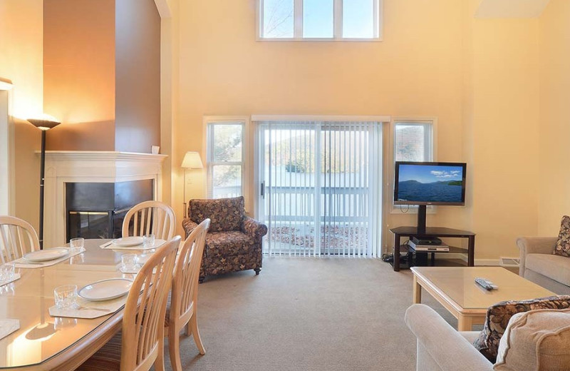 Guest living room at The Quarters at Lake George.