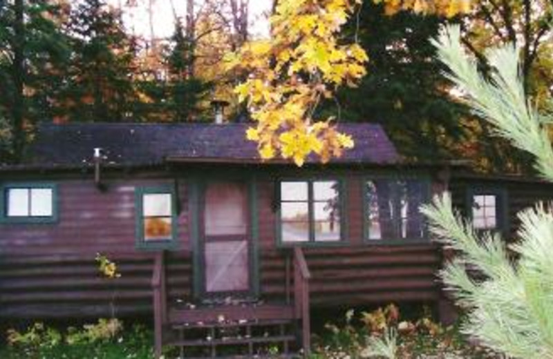 Log cabin exterior at Pine Grove Lodge.
