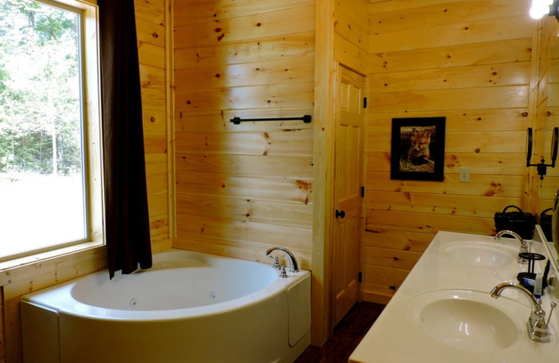 Cabin bathroom at The Cabin Rental Store.