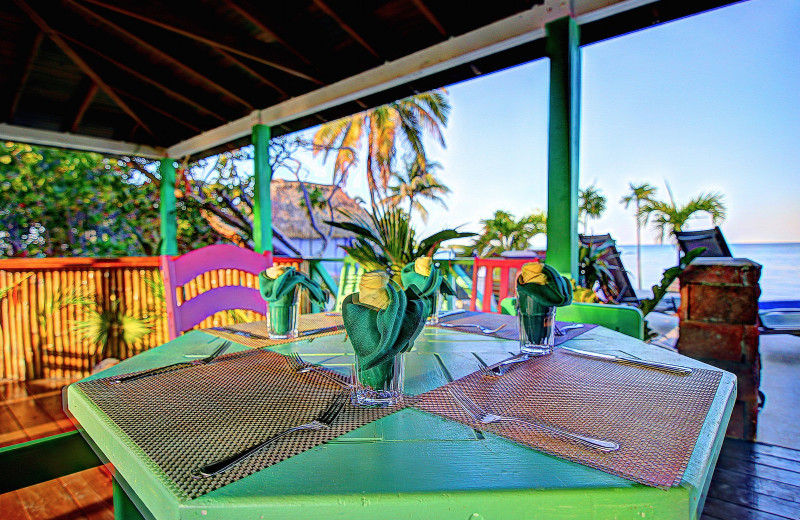 Dining at Black Bird Caye.