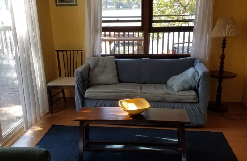 Cabin living room at Kon Tiki Resort.