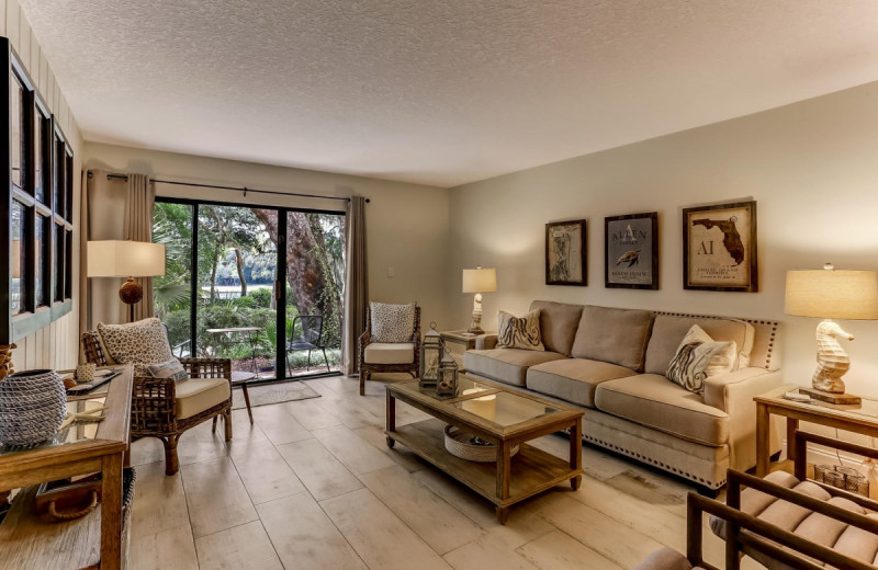 Rental living room at Amelia Rentals and Management Services.
