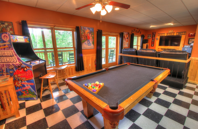 Cabin recreation room at Oak Haven Resort.