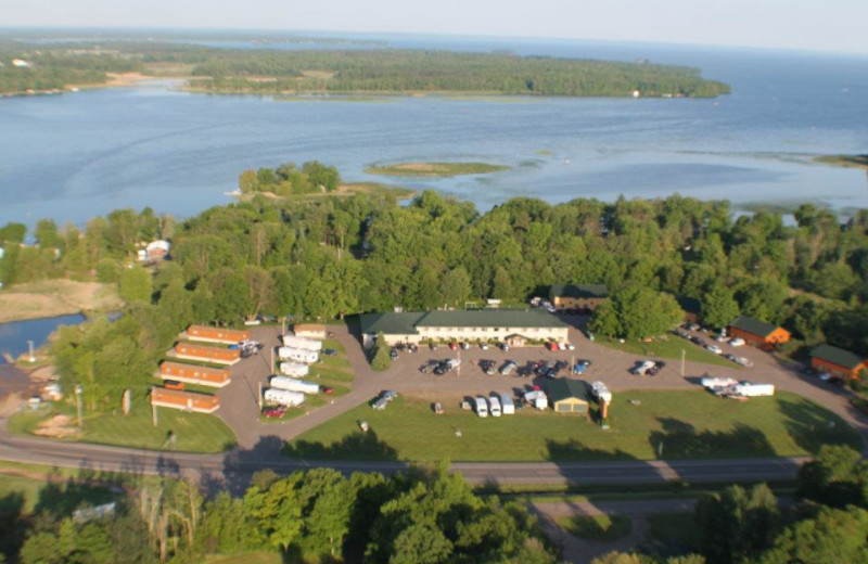 Aerial view of McQuoid's Inn & Event Center.