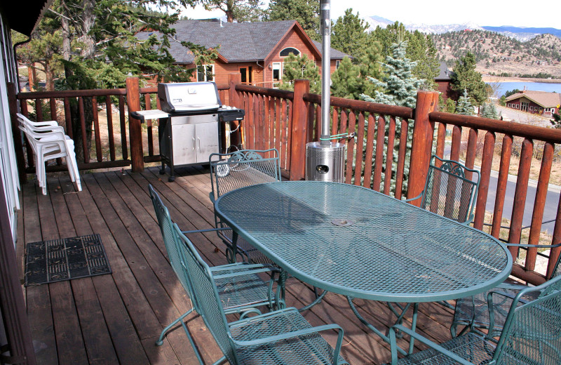 Vacation rental deck at Marys Lake Vacation Condos.