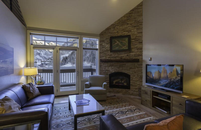 Rental living room at Welcome to Telluride Vacation Rentals.