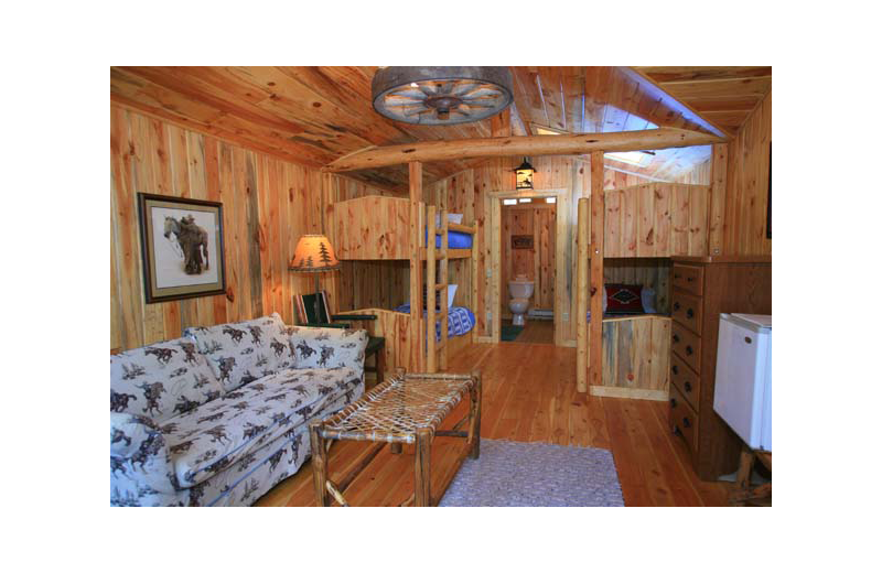 Cabin interior at Rimrock Dude Ranch.