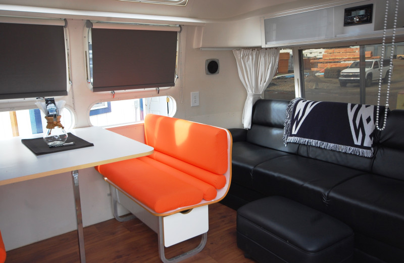 Guest room at Airstreams at Haystack Village.