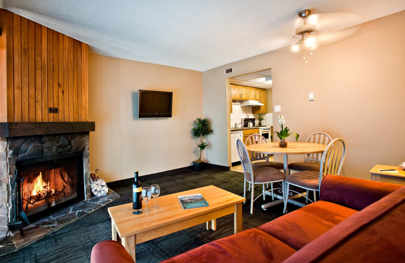 Guest living room at Tunnel Mountain Resort.