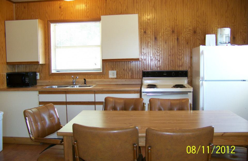 Cabin kitchen at Prizer Point Marina & Resort.