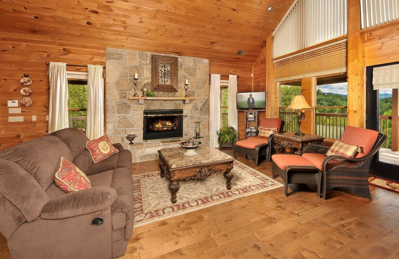 Rental living room at Great Smoky Vacations.