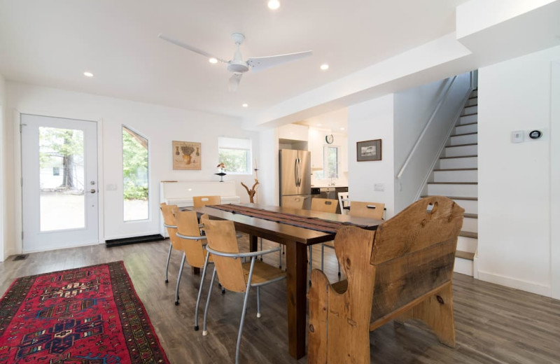 Cottage dining room at Bobs Lake Cottages.