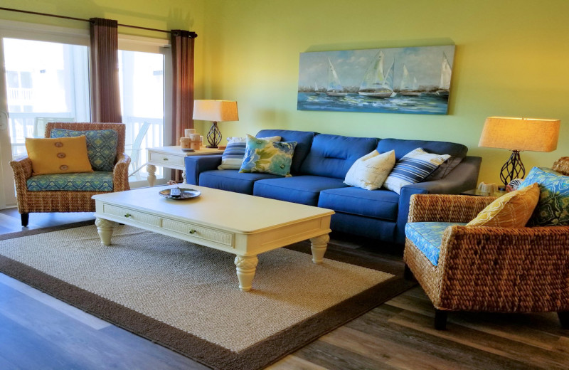 Rental living room at Seaside Vacations.