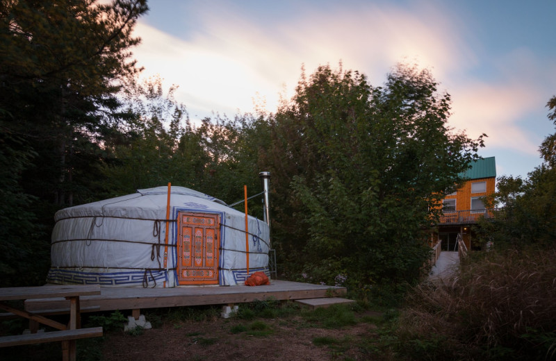 Yurt exterior at Cabot Shores Wilderness Resort.