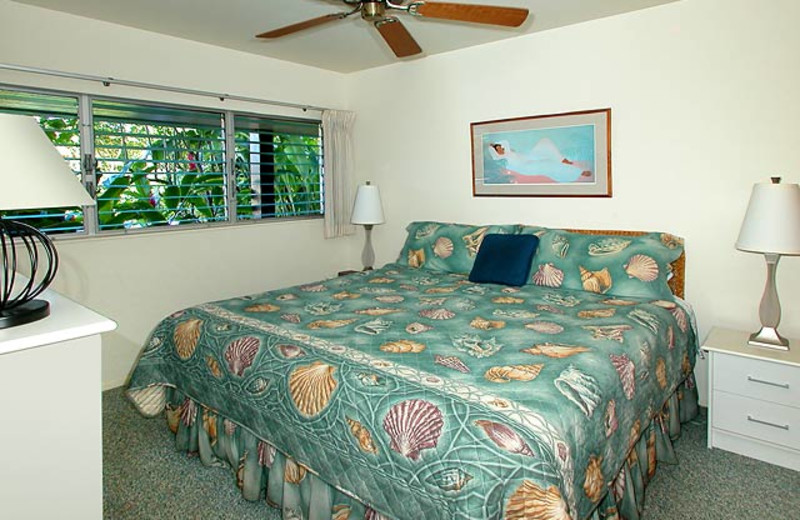 Vacation rental bedroom at Wailua Bay View Condos.