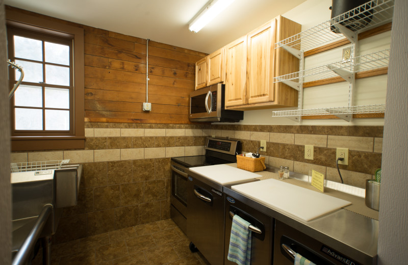 Guest kitchen at Stone Mill Hotel and Suites.