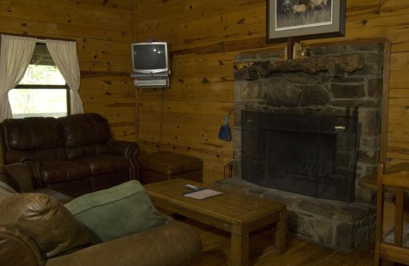 Cabin living room at Buffalo River Outfitters.