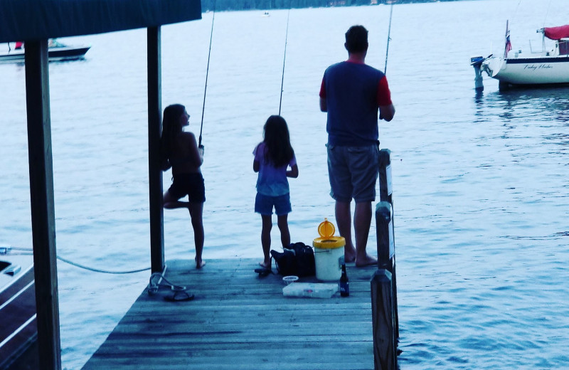 Fishing at Mill Falls at the Lake.