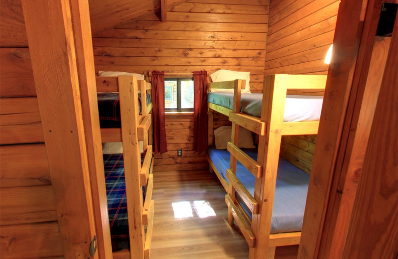 Cabin bedroom at Yogi Bear's Jellystone Park Hagerstown.