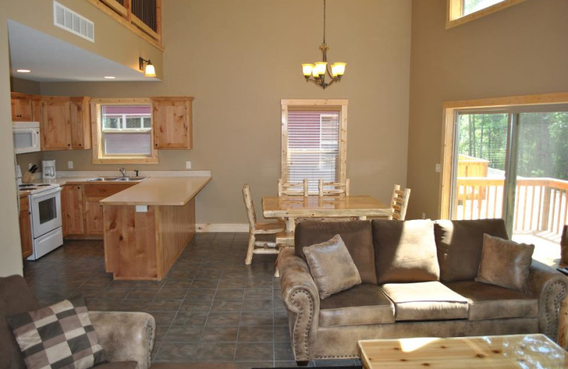 Cabin interior at Blue Water Lodge.