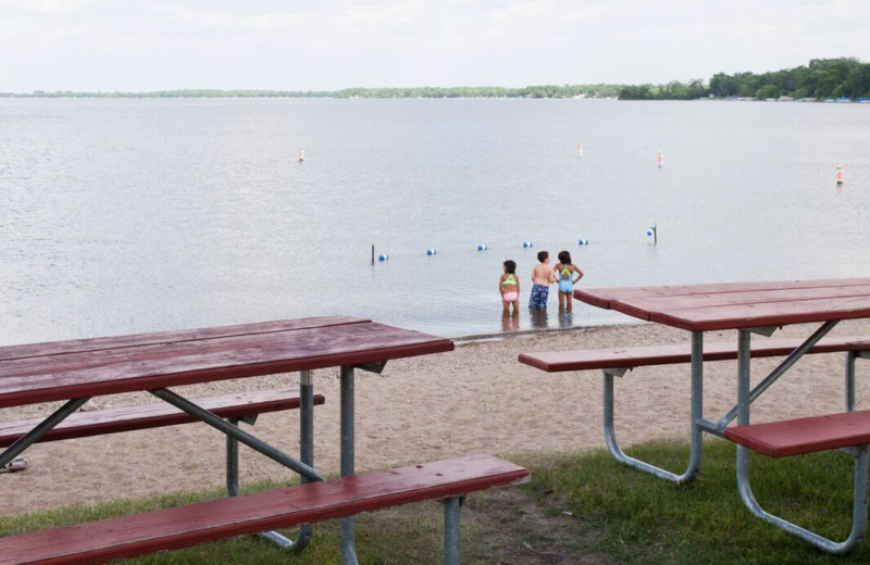 Beach at Spicer Green Lake Resort.