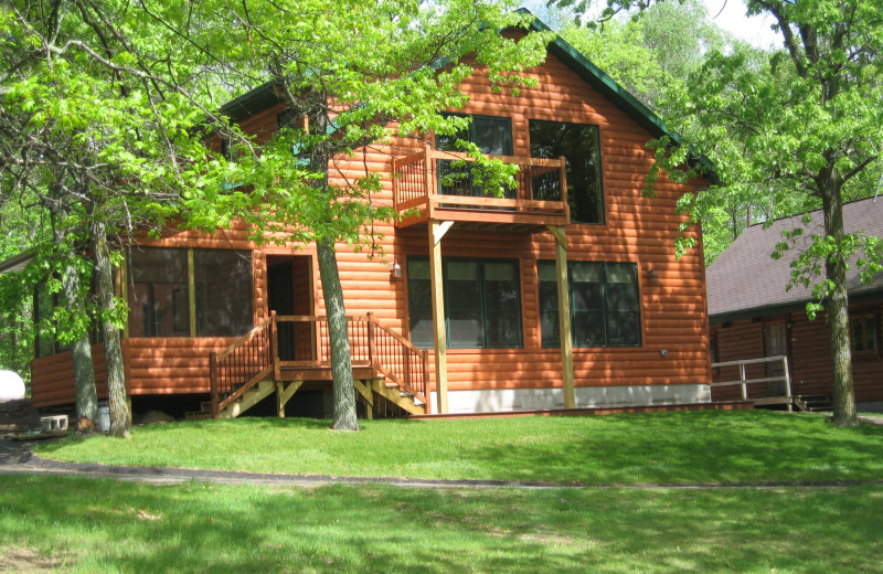 Cabin exterior at Finn'n Feather Resort.