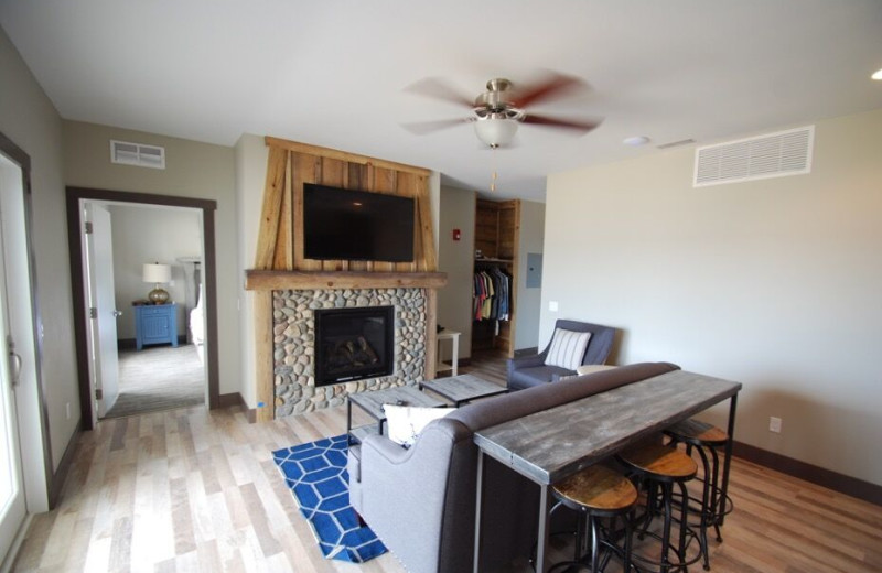 Guest living room at Quarterdeck Resort.