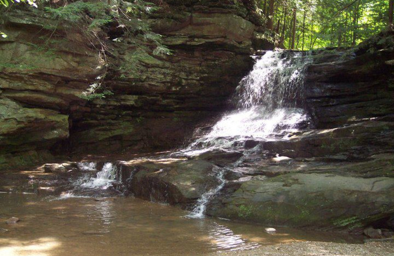 Honey Run Waterfall at Sunset Ridge Log Cabins.