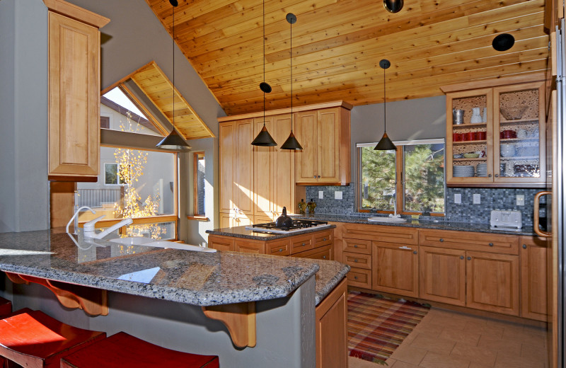 Rental kitchen at Tahoe Getaways.