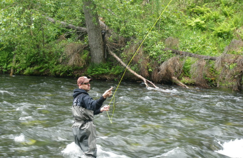 Fly fishing at Trail Lake Lodge.