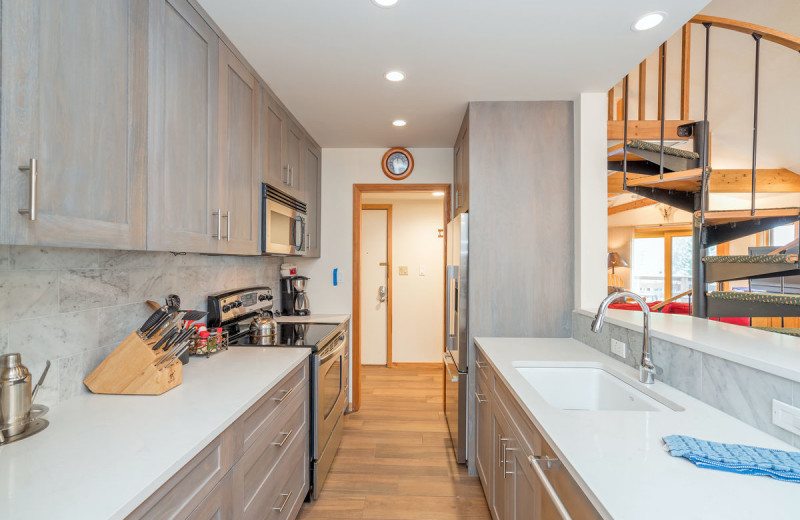 Rental kitchen at Accommodations in Telluride.