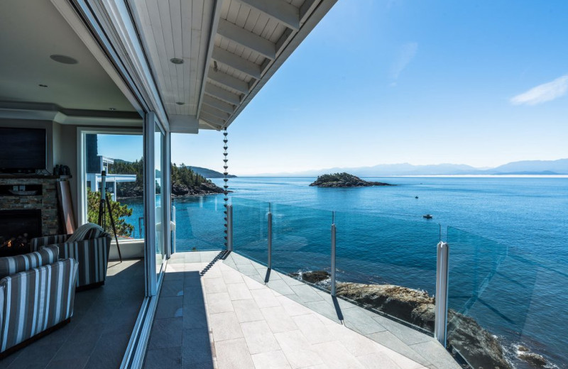 Guest balcony at SookePoint Ocean Cottage Resort.